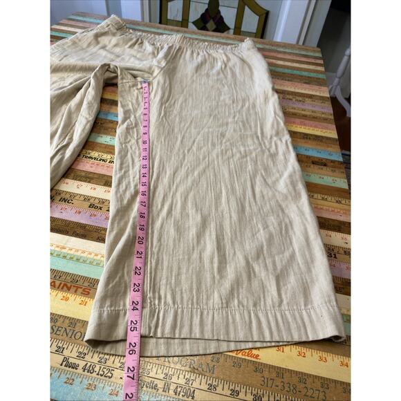 Old Navy 2X High Waisted Pull On Elastic Wide Leg Pant Gauzy 100% Cotton Beige - Picture 10 of 13